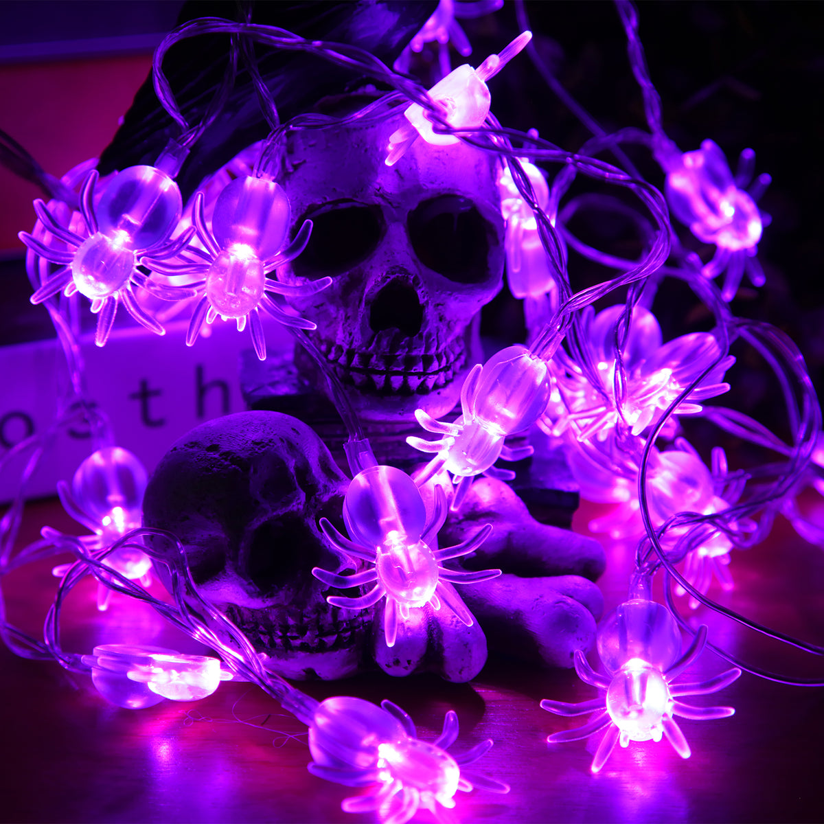 Mairbeon Halloween Skeleton String Light Waterproof 10/20/30/40 LED Battery  Operated USB Rechargeable Indoor Outdoor Festival Party Decoration Fairy