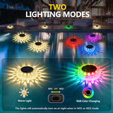 Solar Floating Pool Lights IP67 Waterproof, 2 Light Modes Auto ON Off, Solar Pool Lights for Above Ground Pools with RGB & Warm White for Pool, Garden, Party, Yard Décor, Pathway, Lawn 2PCS
