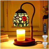 LIBOZMKO Candle Warmer Lamp - Electric Candle Lamps Timer Dimmer, Tiffany Style Stained Glass Candle Warming Lamp Compatible with Small Jar Candles Gifts for Her