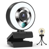 XIFEINIU 2K Ultra HD Webcam with Ring Light, Plug and Play Web Camera with Microphone, 2-Color Light, Adjustable Brightness, Autofocus USB Streaming Webcam for YouTube, Skype, Facebook, Xbox, Streamer, Zoom