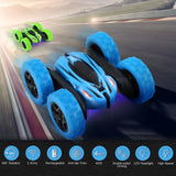 XIFEINIU RC Stunt Cars Set of 2, Kids Remote Control Car Toys, 4WD 2.4Ghz Double Sided 360°Rotating RC Car with LED Lights, Driving Cars Toys Gift for Boys Girls Christmas, Blue&Green