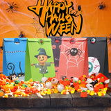 XIFEINIU 60 PCS Halloween Treat Bags, 6 Assorted Designs Paper Trick or Treat Candy Bags Goodie Bags for Kids, 8.7"x4.7"x3.2" Larger Candy Gift Bags with Stickers for Halloween Party Favor Toy Supplies