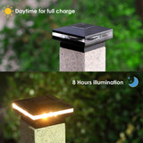 XIFEINIU Solar Post Lights Outdoor, Waterproof Post Solar Lights for Fence Deck Pathway Patio or Garden Decoration, Warm White Post Lamp Fits 4x4 6x6 Wooden Posts (2 Pack)